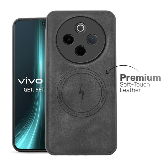 Refined PU Leather Case for Vivo T4 5G , with Support for MagSafe & Wireless Accessories