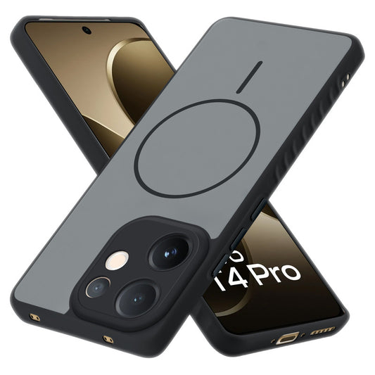 Matte Silicone Dual Color Back Cover with Metal Buttons & Ring Design for Vivo T4 Pro 5G