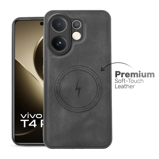 Refined PU Leather Case for Vivo T4 Pro 5G , with Support for MagSafe & Wireless Accessories