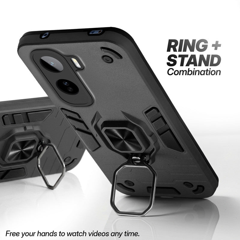 Vivo T5 Pro 5G case with foldable ring stand for hands-free viewing in kickstand position