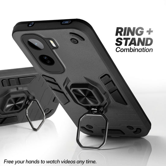 Vivo T5 Pro 5G case with foldable ring stand for hands-free viewing in kickstand position