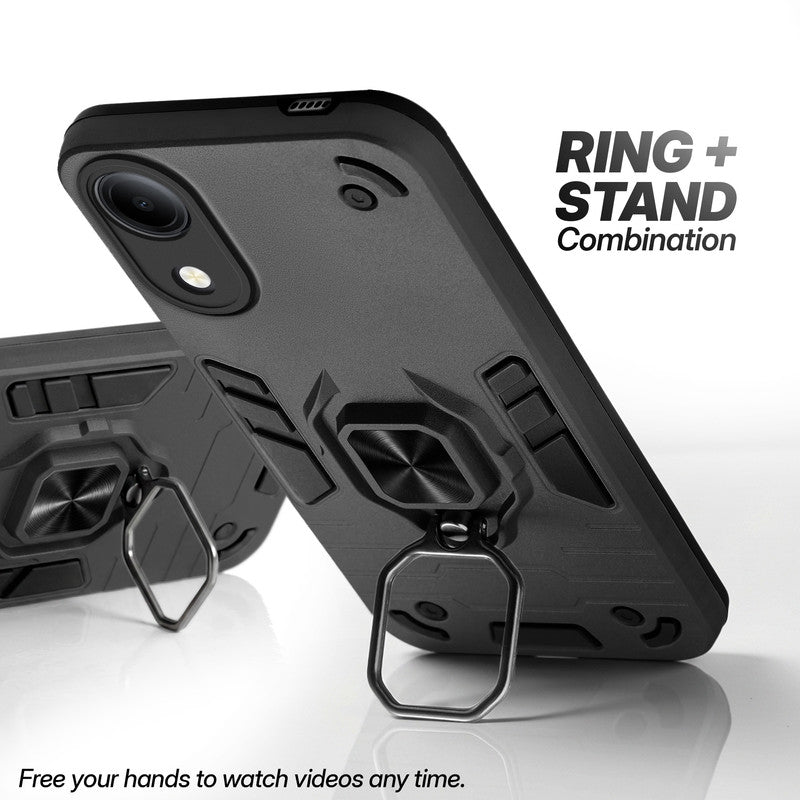 Vivo T5e 5G case with foldable ring stand for hands-free viewing in kickstand position