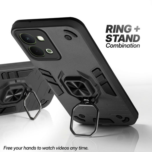 Vivo T5x 5G case with foldable ring stand for hands-free viewing in kickstand position