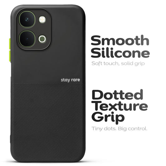 Premium Silicone Textured Case With Camera Protection & Inner Microfiber Lining Back Cover For Vivo T5x 5G