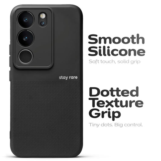 Matte Grip Silicone Case With Camera Protection & Microfiber Lining For Vivo V29 5G