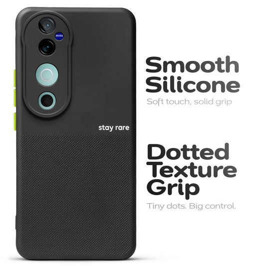 Premium Silicone Textured Case With Camera Protection & Inner Microfiber Lining Back Cover For Vivo V40 5G
