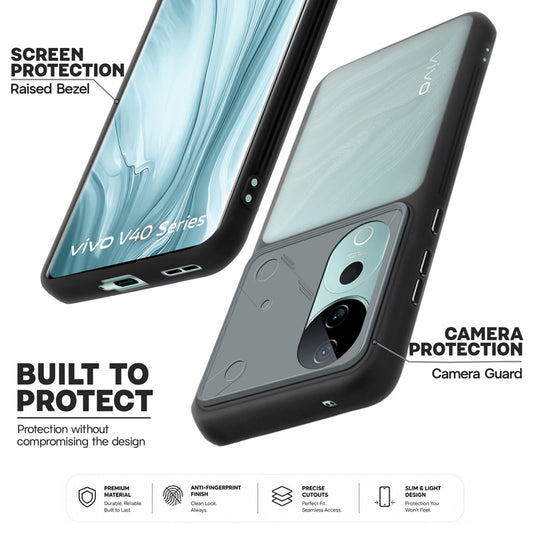 Premium Frosted Back Cover with Textured Camera Design & Metal-Look Buttons for Vivo V40 5G