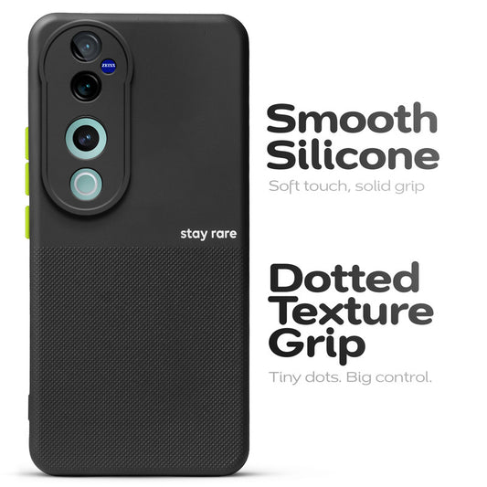 Premium Silicone Textured Case With Camera Protection & Inner Microfiber Lining Back Cover For Vivo V40 Pro 5G