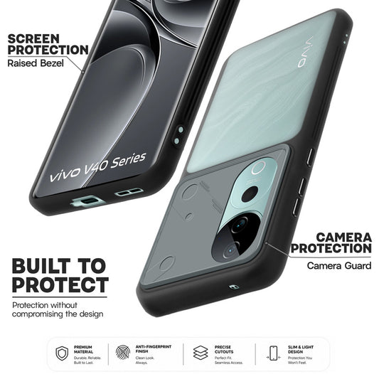 Premium Frosted Back Cover with Textured Camera Design & Metal-Look Buttons for Vivo V40 Pro 5G