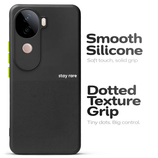 Premium Silicone Textured Case With Camera Protection & Inner Microfiber Lining Back Cover For Vivo V40e 5G