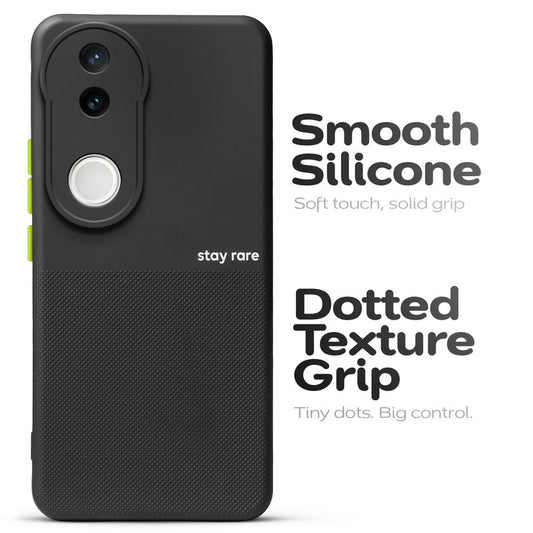 Premium Silicone Textured Case With Camera Protection & Inner Microfiber Lining Back Cover For Vivo V50 5G