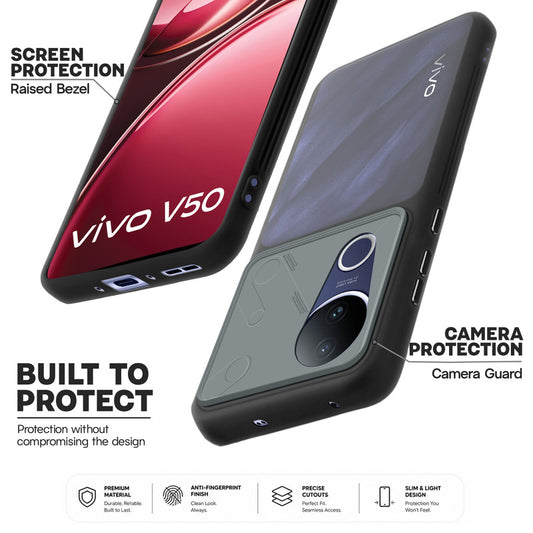 Premium Frosted Back Cover with Textured Camera Design & Metal-Look Buttons for Vivo V50 5G