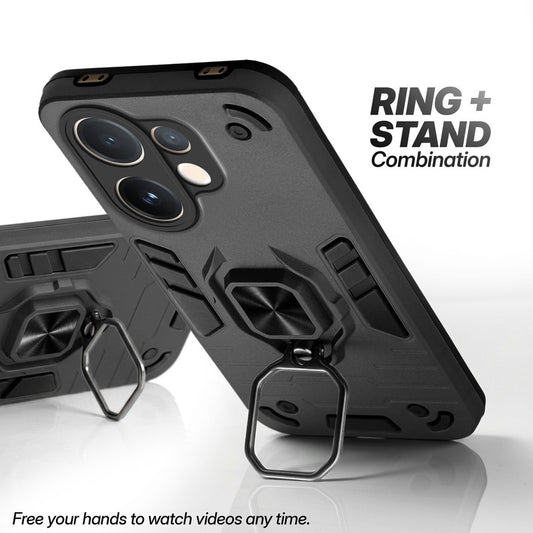 Vivo V60 5G case with foldable ring stand for hands-free viewing in kickstand position