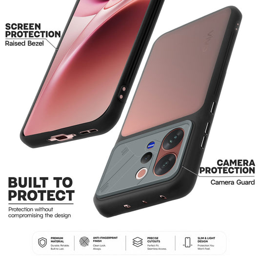 Premium Frosted Back Cover with Textured Camera Design & Metal-Look Buttons for Vivo V70 Elite 5G