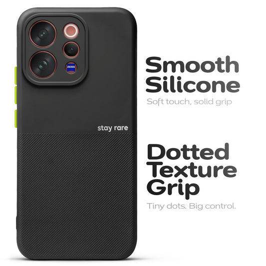 Premium Silicone Textured Case With Camera Protection & Inner Microfiber Lining Back Cover For Vivo V70 Elite 5G
