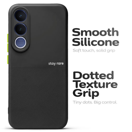 Premium Silicone Textured Case With Camera Protection & Inner Microfiber Lining Back Cover For Vivo V70 FE 5G