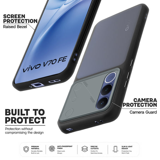 Premium Frosted Back Cover with Textured Camera Design & Metal-Look Buttons for Vivo V70 FE 5G
