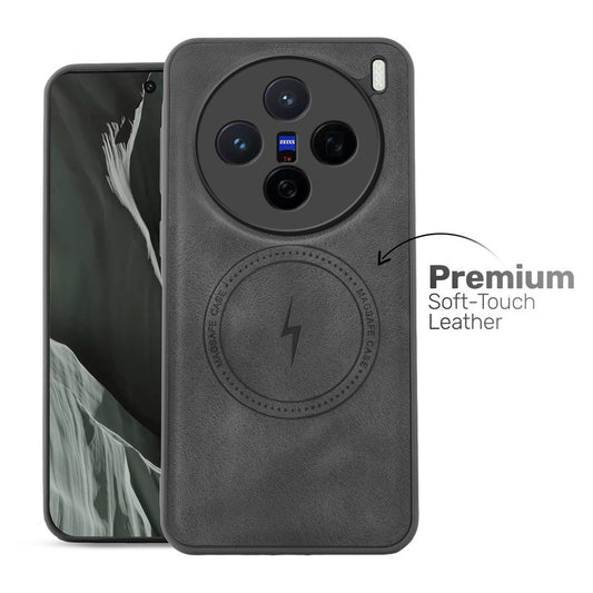 Refined PU Leather Case for Vivo X200 5G , with Support for MagSafe & Wireless Accessories
