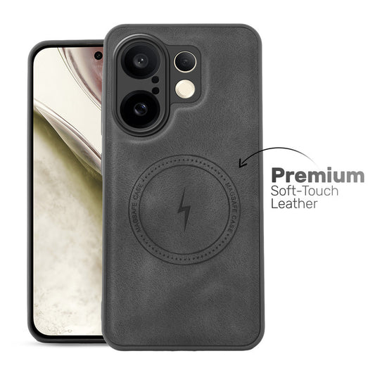 Refined PU Leather Case for Vivo X200 FE 5G , with Support for MagSafe & Wireless Accessories