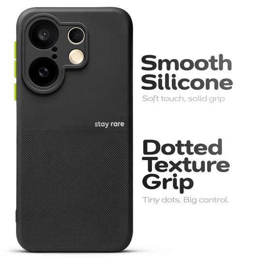 Premium Silicone Textured Case With Camera Protection & Inner Microfiber Lining Back Cover For Vivo X200 FE 5G