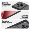 Black Phone case for Vivo X300 5G highlighting raised camera protection, anti-slip texture, and responsive side buttons