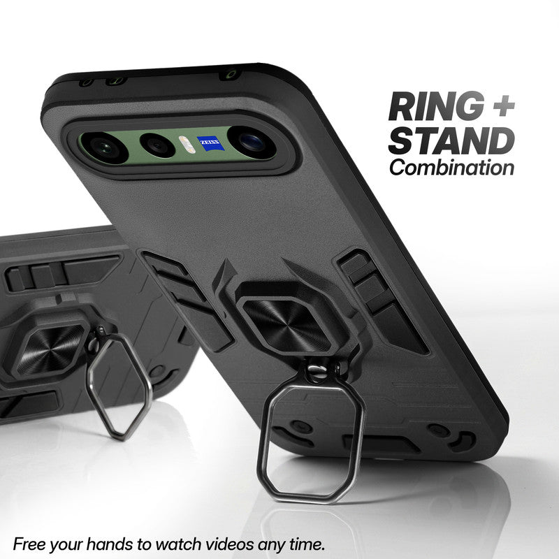 Vivo X300 FE 5G case with foldable ring stand for hands-free viewing in kickstand position