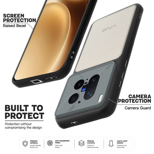 Premium Frosted Back Cover with Textured Camera Design & Metal-Look Buttons for Vivo X300 Pro 5G