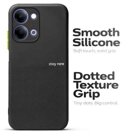 Premium Silicone Textured Case With Camera Protection & Inner Microfiber Lining Back Cover For Vivo Y11 5G