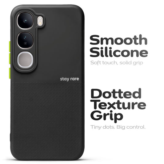 Premium Silicone Textured Case With Camera Protection & Inner Microfiber Lining Back Cover For Vivo Y300 5G