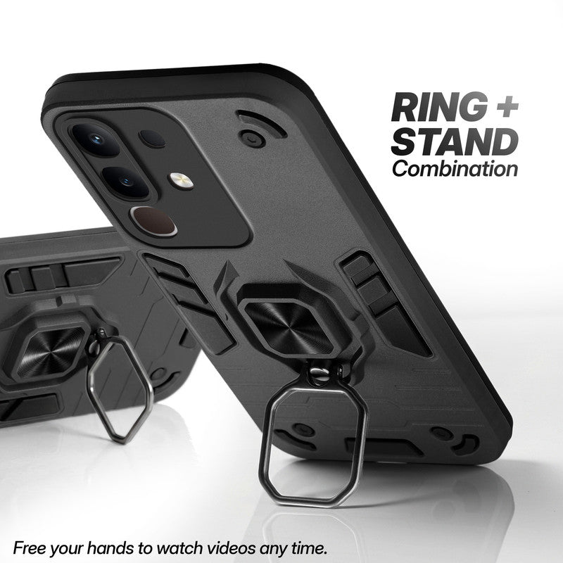 Vivo Y31 Pro 5G case with foldable ring stand for hands-free viewing in kickstand position