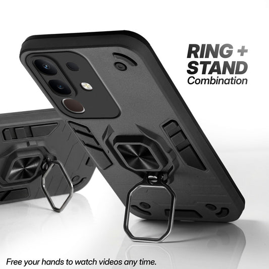 Vivo Y31 Pro 5G case with foldable ring stand for hands-free viewing in kickstand position