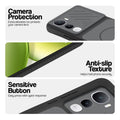 Black phone case for Vivo Y400 5G showing camera safety edges, anti slip side grip and easy press button covers.