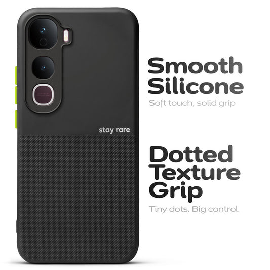Premium Silicone Textured Case With Camera Protection & Inner Microfiber Lining Back Cover For Vivo Y400 Pro 5G