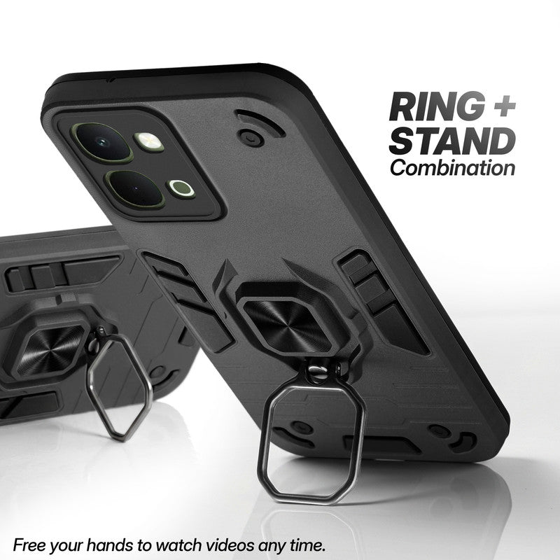 Vivo Y51 Pro 5G case with foldable ring stand for hands-free viewing in kickstand position