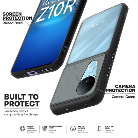 Premium Frosted Back Cover with Textured Camera Design & Metal-Look Buttons for iQOO Z10R 5G