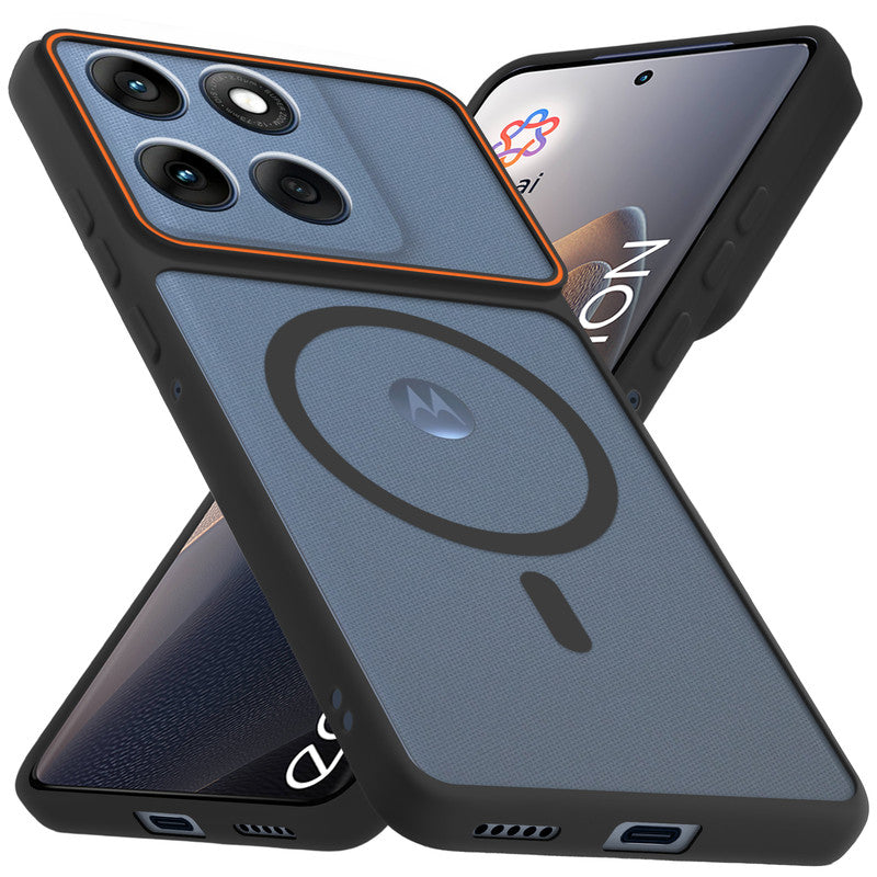 Premium Magnetic Case for Motorola Moto Edge 60 Fusion 5G with Frosted Back, Soft Silicone Edges & Raised Camera Protection