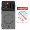 Black back cover for Motorola Moto Edge 70 5G with printed ring pattern and message showing not compatible with MagSafe charging.