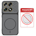 Black back cover for Motorola Signature with printed ring pattern and message showing not compatible with MagSafe charging.