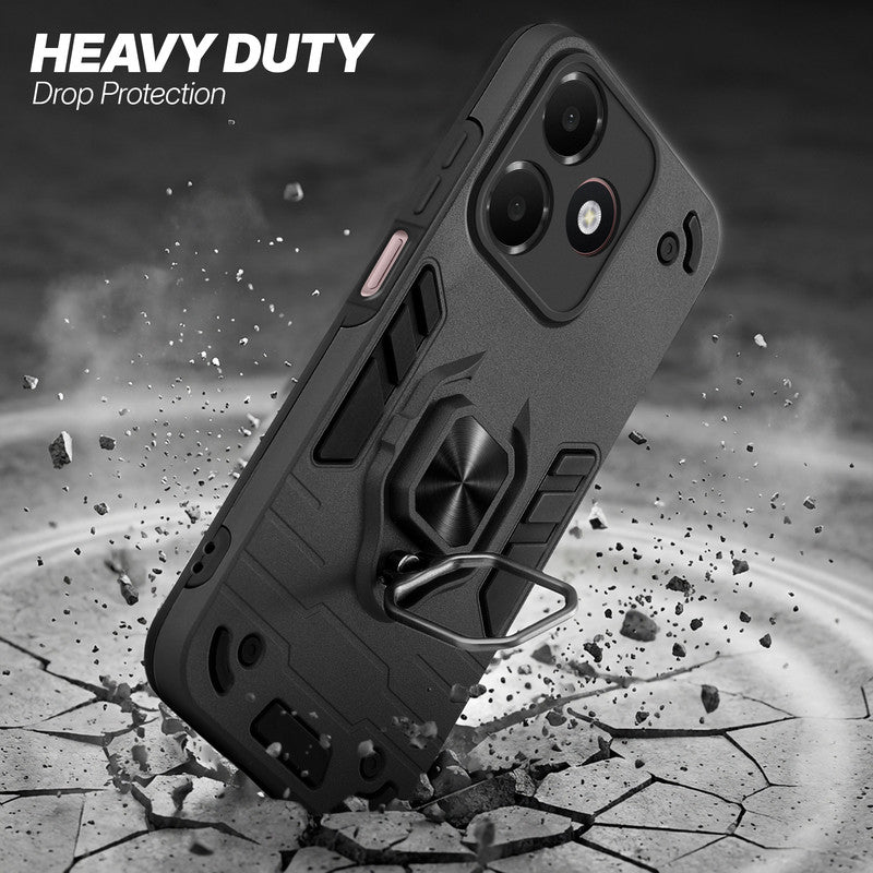 Oppo A6C 4G protective case illustrating impact drop protection with an impact-resistant frame.