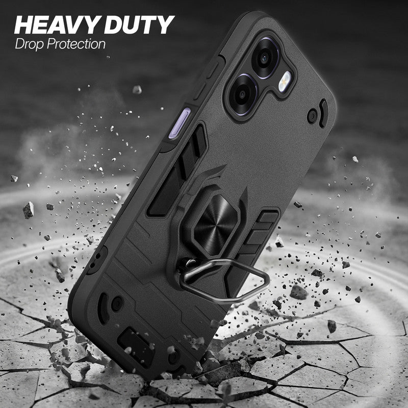 Oppo A6x 5G protective case illustrating impact drop protection with an impact-resistant frame.