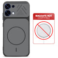 Black back cover for Oppo F31 5G with printed ring pattern and message showing not compatible with MagSafe charging.