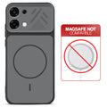 Black back cover for Oppo F33 5G with printed ring pattern and message showing not compatible with MagSafe charging.