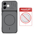 Black back cover for Oppo F33 Pro 5G with printed ring pattern and message showing not compatible with MagSafe charging.