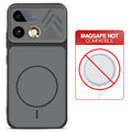 Black back cover for Realme 16 Pro 5G with printed ring pattern and message showing not compatible with MagSafe charging.