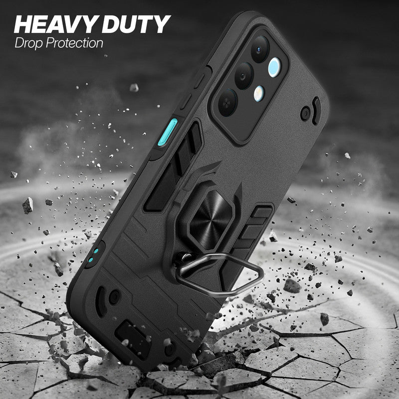 Realme Narzo 90x 5G protective case illustrating impact drop protection with an impact-resistant frame.