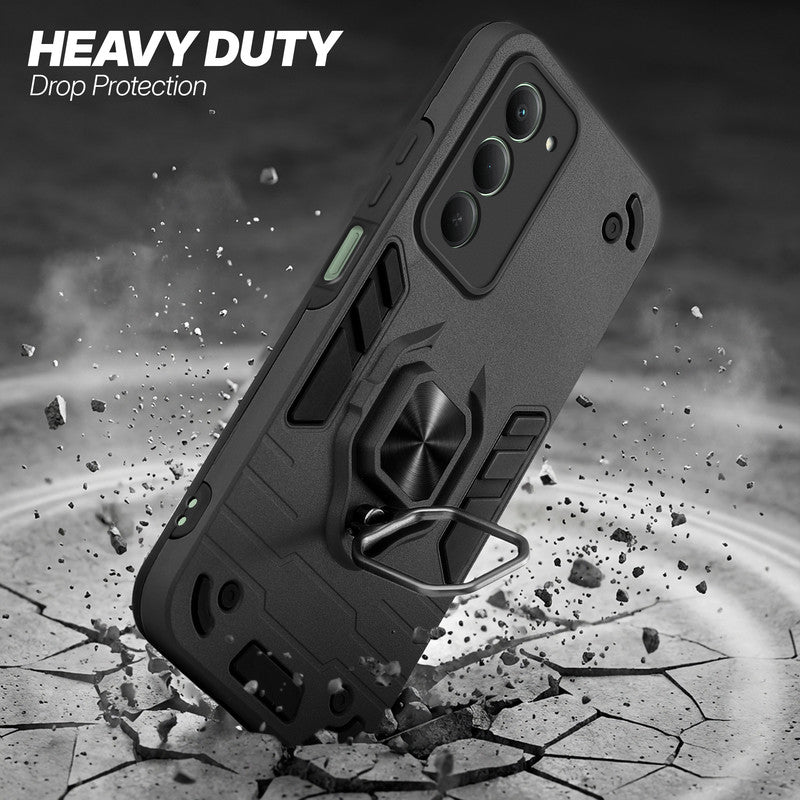 Redmi Note 15 5G protective case illustrating impact drop protection with an impact-resistant frame.