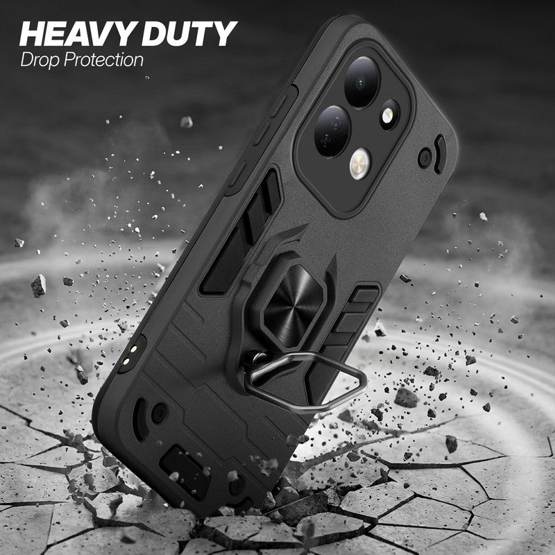Redmi 17 5G protective case illustrating impact drop protection with an impact-resistant frame.