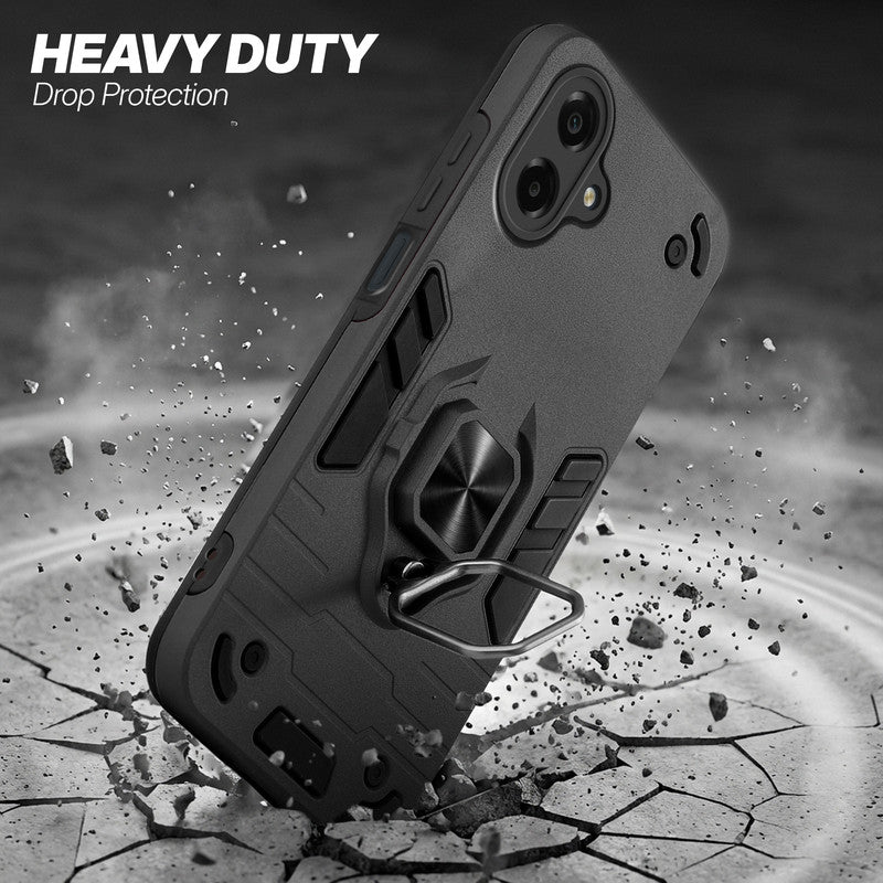 Samsung M07 protective case illustrating impact drop protection with an impact-resistant frame.