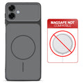 Dual tone silicone Black phone cover for Samsung M17e 5G showing wireless charging not supported notice