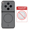 Black back cover forMotorola Vivo X300 5G with printed ring pattern and message showing not compatible with MagSafe charging.